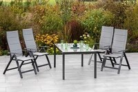 MERXX Garten-Essgruppe Florenz, (5-tlg), 4 Klappsessel mit Gartentisch