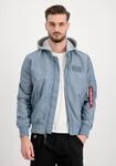 Bomberjacke ALPHA INDUSTRIES "MA-1 TT Hood Light", Herren, Gr. XXL, bunt (graublau),