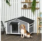PawHut Hundeh&uuml;tte aus Holz, mit abnehmbarem Boden, Outdoor, Grau, BxTxH:...