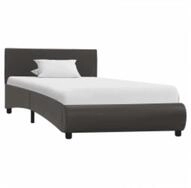 vidaXL Bett Bettgestell mit LED Grau Kunstleder 90&times;200 cm