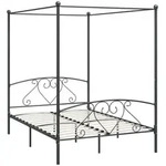 vidaXL Himmelbett, Baldachin Bett-Gestell Grau Metall 160 x 200 cm