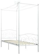 vidaXL Himmelbett, Baldachin Bett-Gestell Wei&szlig; Metall 90 x 200 cm