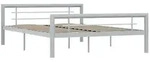vidaXL Bettgestell, Bettrahmen Grau und Wei&szlig; Metall 160 &times; 200 cm