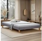 Homestyle4u Polsterbett 140x200 Doppelbett Futonbett Holzbett Grau Bettgestell