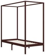 vidaXL Himmelbett, Baldachin Bett-Gestell Dunkelbraun Massivholz Kiefer 90 x...