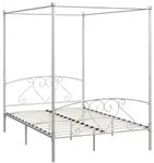 vidaXL Bettgestell vidaXL Himmelbett-Gestell Wei&szlig; Metall 160 x 200 cm