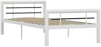 vidaXL Bettgestell, Bettrahmen Wei&szlig; und Schwarz Metall 100 &times; 200 cm