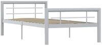 vidaXL Bettgestell, Bettrahmen Grau und Wei&szlig; Metall 100 &times; 200 cm
