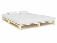 vidaXL Bett Palettenbett Massivholz Kiefer 160×200 cm beige 160 cm x 200 cm x...