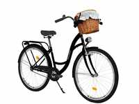 Milord Bikes Komfort Fahrrad mit Weidenkorb 28" schwarz