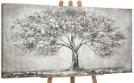 YS-Art Gem&auml;lde Lebensbaum, Landschaft, Leinwand Bild Handgemalt Grau Lebensbaum