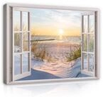 Wallarena Leinwandbild Fensterblick Natur Strand Meer Fenster Modern Leinwandbilder
