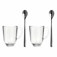 LEONARDO Tasse Napoli 2er Set + 2 L&ouml;ffel 380 ml, Glas