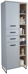 BEGA BBK Hochschrank 2 T&uuml;ren, 2 Sch&uuml;be, grau matt / sonoma eiche - 65x185x38cm