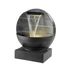 MARELIDA Gartenbrunnen Brunnen mit Wasserfall beleuchtet rund Polyresin Zierbrunnen