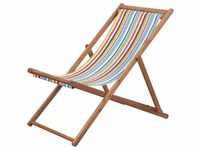 vidaXL Eucalyptus Wood Folding Beach Chair multicolor