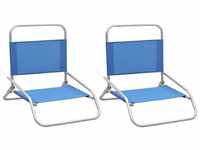 vidaXL Set Folding Beach Chairs blue