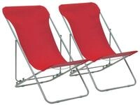 vidaXL Gartenstuhl Klappbare Strandst&uuml;hle 2 Stk. Stahl und Oxford-Gewebe Rot (2 St)