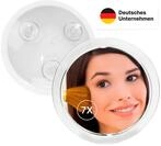 Fantasia Beauty Badspiegel Spiegel mit 3 Saugn&auml;pfen, Kunststoff mit Silberring,