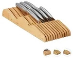 relaxdays Messerblock Bambus f&uuml;r Schublade, XL braun 14.5 cm x 40 cm x 5 cm