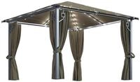 vidaXL Pavillon 300 x 300 cm Pavillon Gartenzelt mit Vorh&auml;ngen LED-Lichterkette