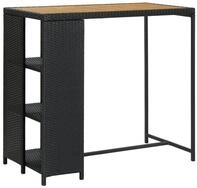 vidaXL Esstisch Bartisch mit Regal Schwarz 120x60x110 cm Poly Rattan (1-St)