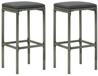 vidaXL Barhocker Barhocker mit Kissen 2 Stk. Grau Poly Rattan (2 St)