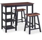 vidaXL Essgruppe Bar Set 3 St&uuml;ck MDF Schwarz, (3-tlg) schwarz