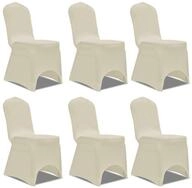 vidaXL Hussen-Set 6 x Stuhlhusse Stretchhusse cremefarben