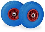relaxdays Sackkarren-Rad Sackkarrenrad PU 3.00-4 2er Set, Blau-Rot
