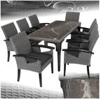 tectake Sitzgruppe Rattan Tisch mit 8 St&uuml;hlen, Armlehnen und Beine aus Holz,