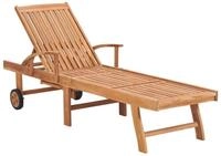 vidaXL Gartenliege, Sonnenliege mit Auflage Beige Massivholz Teak