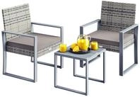 Casaria Balkonset, Polyrattan 2 Komfortst&uuml;hle mit Auflagen WPC Tisch wetterfest