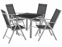 Juskys Milano Aluminium Gartengarnitur mit Tisch und 4 Stühlen silber-grau...