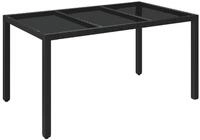 vidaXL Gartentisch Gartentisch mit Glasplatte Schwarz 150x90x75 cm Poly Rattan (1-St)