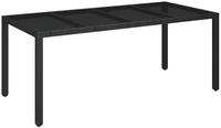 vidaXL Gartentisch Gartentisch mit Glasplatte Schwarz 190x90x75 cm Poly Rattan (1-St)
