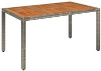vidaXL Gartentisch, Outdoor Tisch mit Holzplatte Grau 150x90x75 cm Poly Rattan