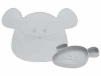 Lässig Esslernteller & Platzset Little Chums Mouse 2er Set grau