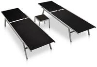 vidaXL Gartenliege, Sonnenliegen 2 Stk. mit Tisch Stahl und Textilene Schwarz