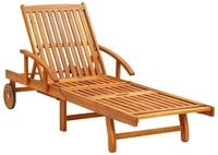 vidaXL Gartenliege, Sonnenliegen 2 Stk. mit Tisch und Auflagen Massivholz Akazie