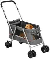 vidaXL Fahrradhundeanh&auml;nger, Hundewagen Faltbar Grau 100x49x96 cm Leinenstoff