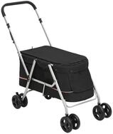 vidaXL Hundebuggy Hundewagen Faltbar Schwarz 100x49x96 cm Leinenstoff