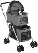 vidaXL Fahrradhundeanh&auml;nger, Hundewagen f&uuml;r 2 Hunde Faltbar Grau 83x48x97 cm