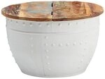Wohnling Couchtisch Couchtisch Mango 60x36x60cm Massivholz Metall Wei&szlig;...