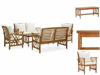 vidaXL Garten-Essgruppe 5-tlg Garten Lounge Set mit Auflagen Massivholz Akazie