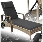 tectake Gartenliege Rattan Sonnenliege mit R&auml;dern, abnehmbares Kopfkissen, 200...