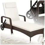 tectake Gartenliege Rattan Sonnenliege, abnehmbares Kopfkissen, 200 x 70 x 33 cm,