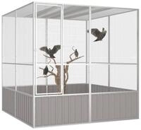 vidaXL Vogelk&auml;fig, Vogelk&auml;fig Grau 213,5x217,5x211,5 cm Verzinkter Stahl