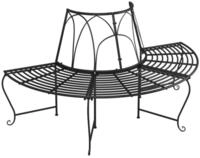 vidaXL Gartenbank Baumbank Halbrund &Oslash;159 cm Schwarz Stahl (1-St)