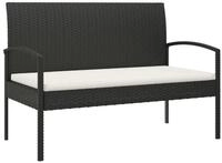 vidaXL Gartenbank Gartenbank mit Kissen Schwarz 105 cm Poly Rattan (1-St)